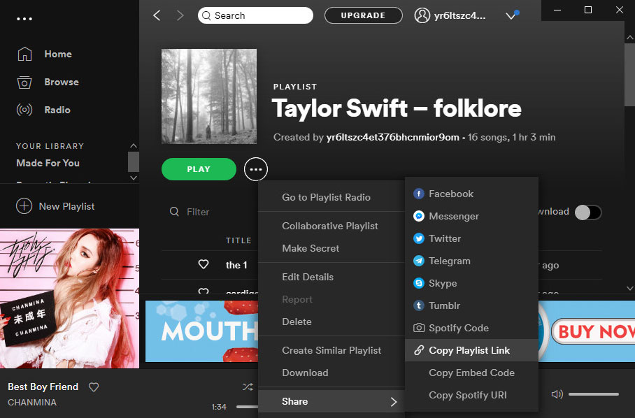 Spotify-Playlist-Link kopieren