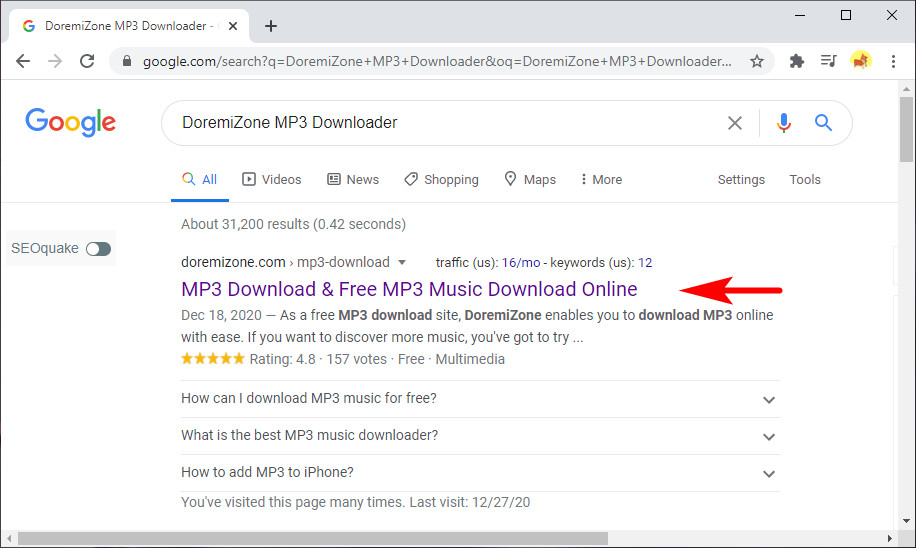 DoremiZone MP3 다운로더 검색