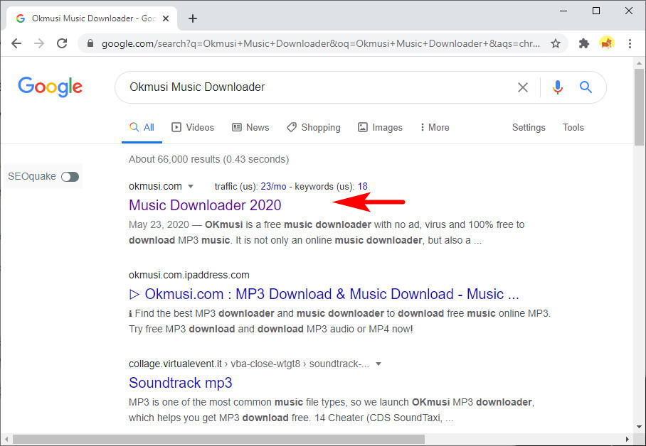 Search for OKmusi Music Downloader