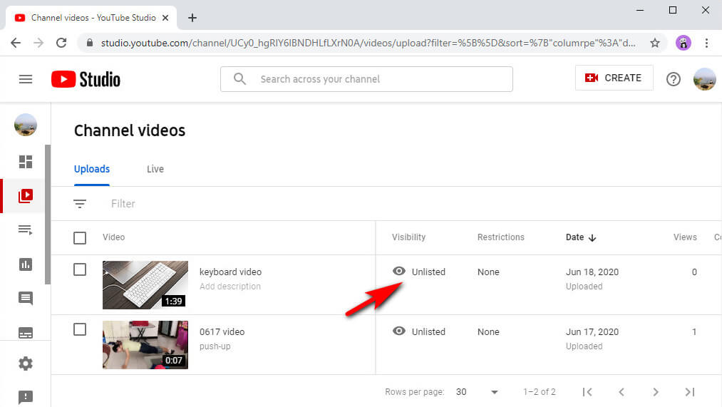 Find the video you just uploaded in your “Videos”