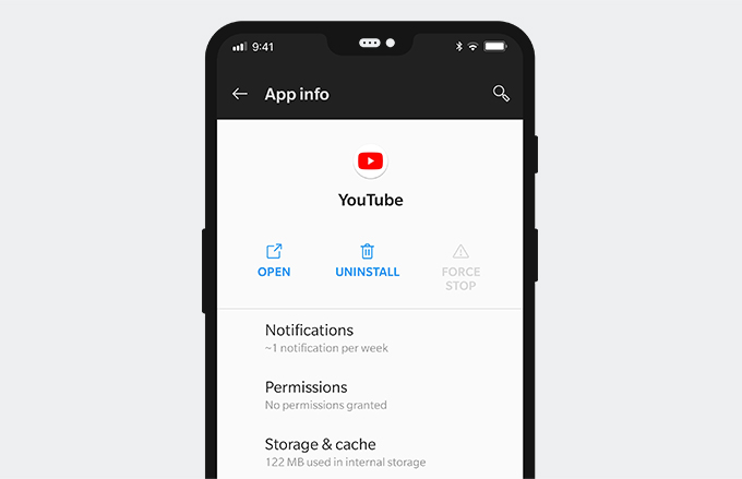Clear YouTube storage on Android